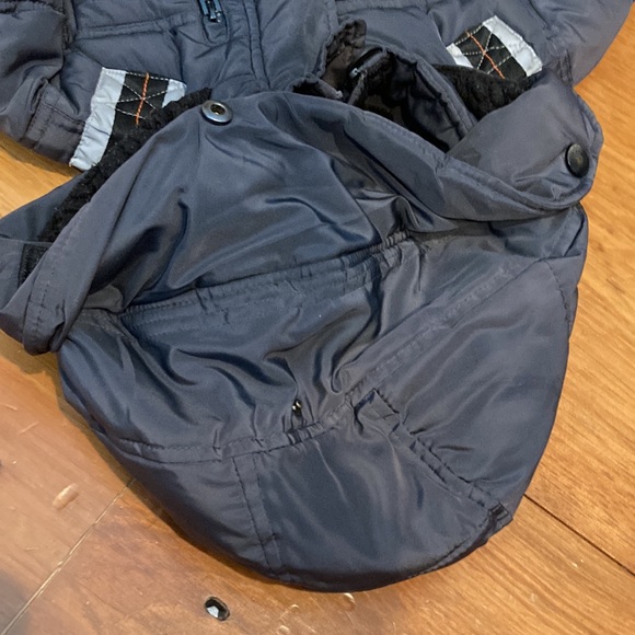 DIESEL Boys 5-6 Blue Puffer Jacket Hooded Ribbed Collar Cuffs Button & Zip - Picture 14 of 16